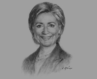 Sketch of Hillary Clinton, US Secretary of State