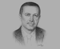 Sketch of Recep Tayyip Erdoğan on the government’s new investment incentives programme 