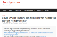 Fooshya.com: Covid-19 and Tourism: Can domestic travel address the slump in emerging markets?