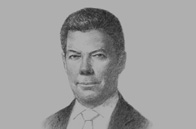 Sketch of <p>President Juan Manuel Santos Calderón </p>
