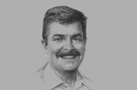 Sketch of <p>Geoff Cundle, Managing Director, Steamships Trading Company</p>
