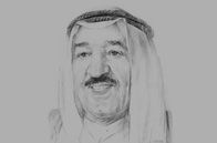 Sketch of <p>Emir Sheikh Sabah Al Ahmed Al Jaber Al Sabah</p>
