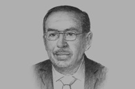 Sketch of <p>Hatem Al Halawani, Minister of Trade and Industry</p>
