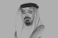 Sketch of <p>Sheikh Ahmed bin Mohammed Al Khalifa, Minister of Finance</p>
