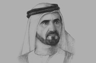 Sketch of <p>Sheikh Mohammed bin Rashid Al Maktoum, Vice-President and Prime Minister of the UAE and Ruler of Dubai</p>
