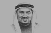 Sketch of <p> Abdullah Saleh Mubarak Al Khulaifi, Minister of Labour and Social Affairs</p>
