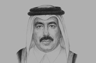 Sketch of <p>Jassim Saif Ahmed Al Sulaiti, Minister of Transport</p>
