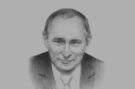 Sketch of <p>Vladimir Putin, President of Russia, on improving economic and political ties </p>
