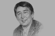 Sketch of <p>Shinzo Abe, Prime Minister of Japan, on international cooperation</p>
