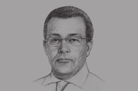 Sketch of <p>Abderrahmane Benkhelfa, Minister of Finance</p>
