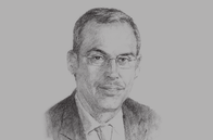 Sketch of <p>Rasheed Al Maraj, Governor, Central Bank of Bahrain (CBB)</p>
