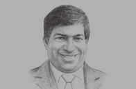 Sketch of <p>Ravi Karunanayake, Minister of Finance and Planning</p>
