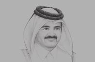 Sketch of <p>Sheikh Joaan bin Hamad Al Thani, President, Qatar Olympic Committee</p>

