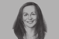 Sketch of <p>Madeleine Berre, Former Minister of SMEs, Handcrafts, Tourism and Services</p>
