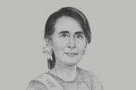 Sketch of <p>Daw Aung San Suu Kyi, State Counsellor</p>
