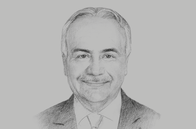 Sketch of <p>Anis Aclimandos, President, American Chamber of Commerce in Egypt</p>

