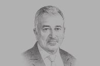 Sketch of <p>Malik Samarawickrama, Minister of Development Strategies and International Trade</p>
