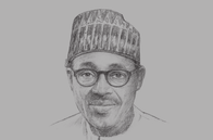 Sketch of <p> President Muhammadu Buhari</p>
