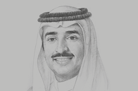 Sketch of <p>Sheikh Mohammed bin Khalifa bin Ahmed Al Khalifa, Minister of Oil</p>
