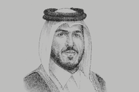 Sketch of <p>Sheikh Mohammed bin Hamad bin Qassim Al Thani, Minister of Commerce and Industry</p>
