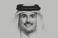Sketch of <p>HH Sheikh Tamim bin Hamad Al Thani, Amir of the State of Qatar</p>
