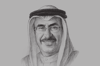 Sketch of <p>Sheikh Khaled bin Abdullah Al Khalifa, Deputy Prime Minister and Minister of Infrastructure; Chairman, Mumtalakat</p>
