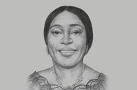 Sketch of <p>Kandia Camara, Minister of State and Minister of Foreign Affairs, African Integration and Diaspora</p>
