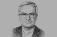 Sketch of  Umayya Toukan, Minister of Finance 