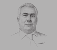 Sketch of Peter Young, Director, Oman Logistics Centre
