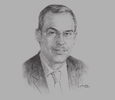 Sketch of Rasheed Al Maraj, Governor, Central Bank of Bahrain (CBB)
