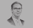 Sketch of Tobias Ellwood, MP and Minister for the Middle East and North Africa, UK Foreign and Commonwealth Office
