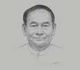 Sketch of Dr Myint Htwe, Union Minister, Ministry of Health and Sports
