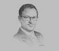 Sketch of Hassan Laaziri, Chairman, Association of Moroccan Capital Investors; and CEO, CDG Capital Private Equity
