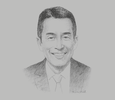 Sketch of Takeshi Minakata, Managing Director, Myanmar Brewery
