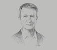 Sketch of Neil Emerson, Senior Vice-President and Managing Director for the Asia-Pacific Region, Diebold Nixdorf
