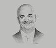 Sketch of Ahmed Khalaf, General Manager, Four Seasons Hotel Tunisia
