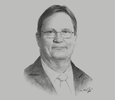 Sketch of Pete Bartlett, CEO, Bahrain Petroleum Company (Bapco)
