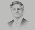 Sketch of Mahmood Alkooheji, CEO, Mumtalakat
