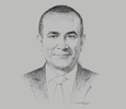 Sketch of Joseph Abraham, Group CEO, Commercial Bank of Qatar (CBQ)
