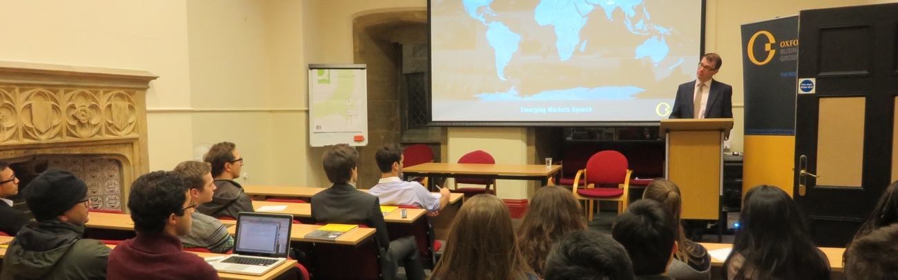 Oliver Cornock, Regional Editor for The Middle East, speaking at Oxford University, UK